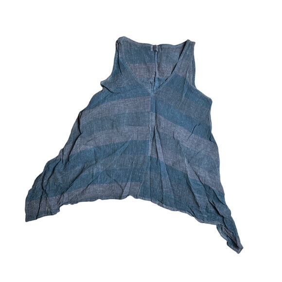 Luukaa Blue/Gray Stripe Boho Women Tank Top Size 6 - Picture 1 of 6